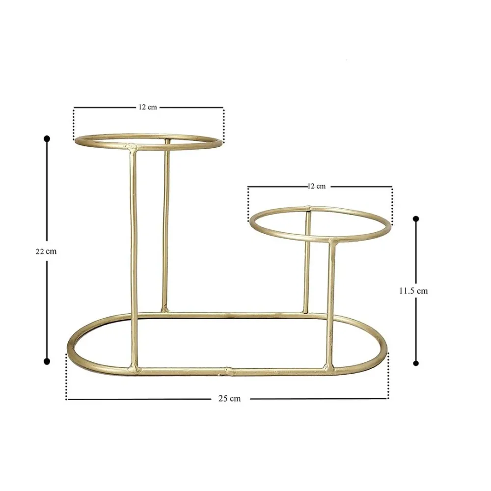2 Planter Set With Resilient Metal Stand Golden