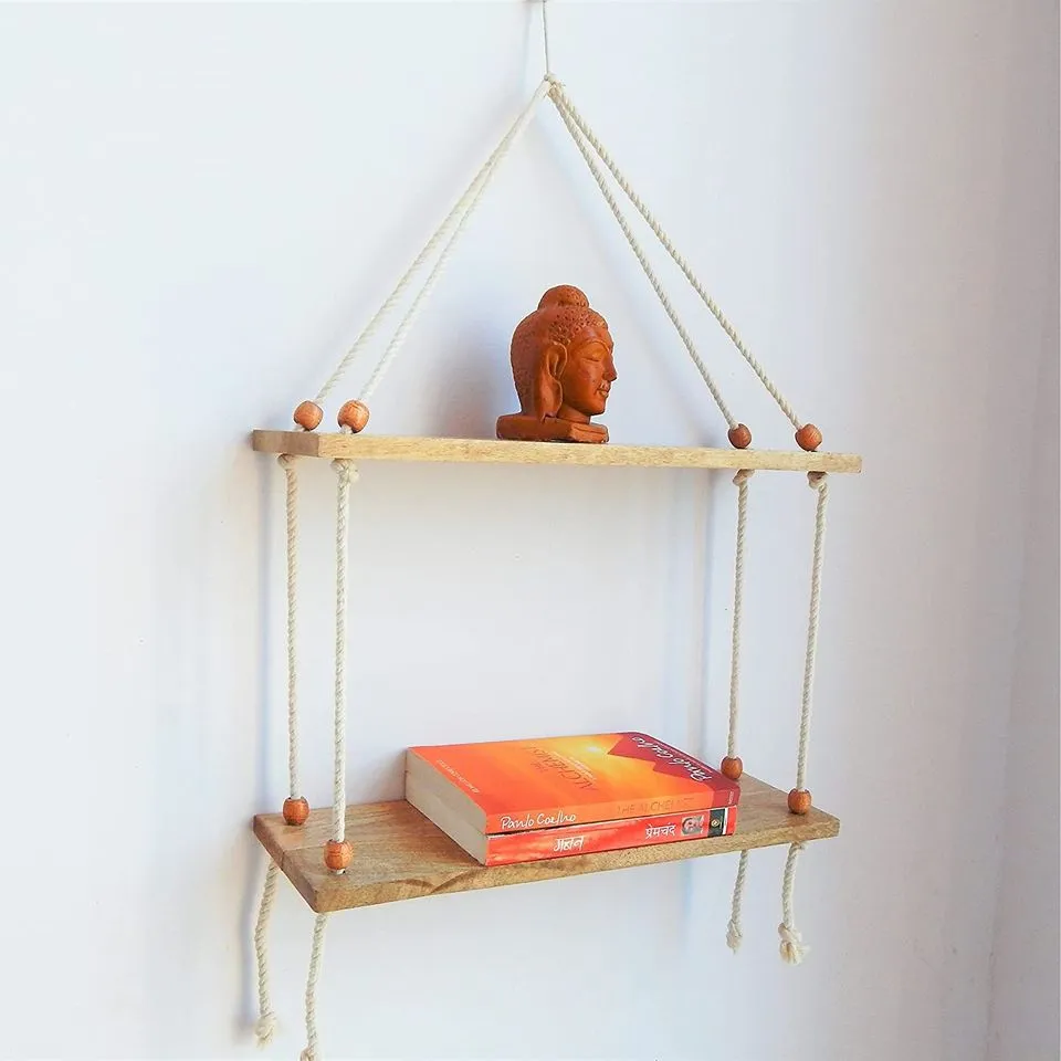 2-Tier Nordic Macrame Floating Shelf