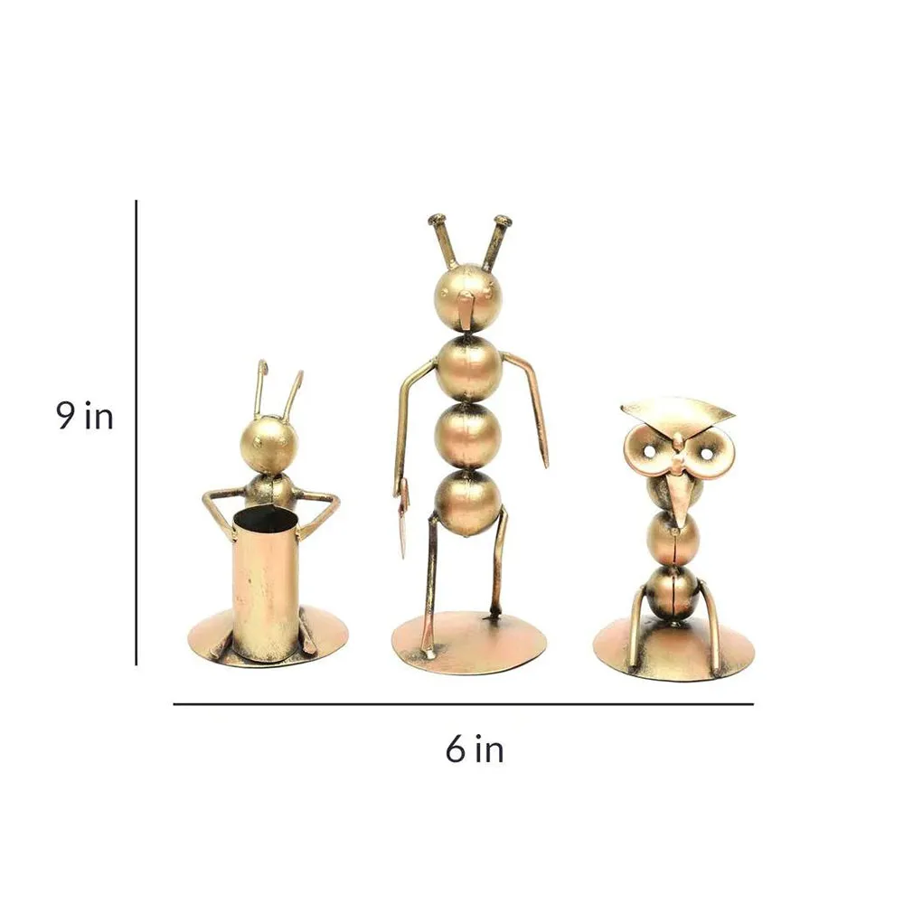3 Miniature Musicians in Metallic Finish for Table Decor