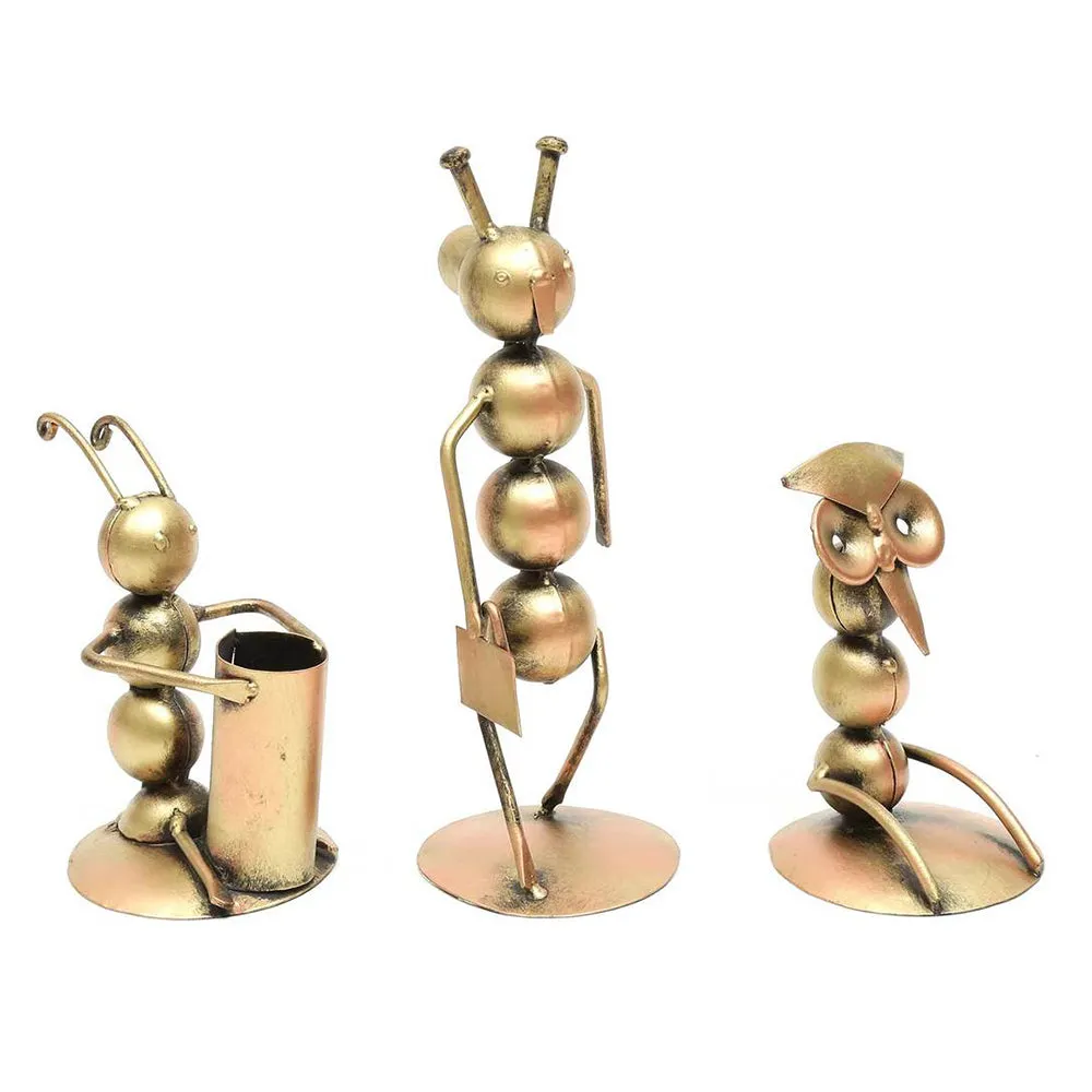 3 Miniature Musicians in Metallic Finish for Table Decor