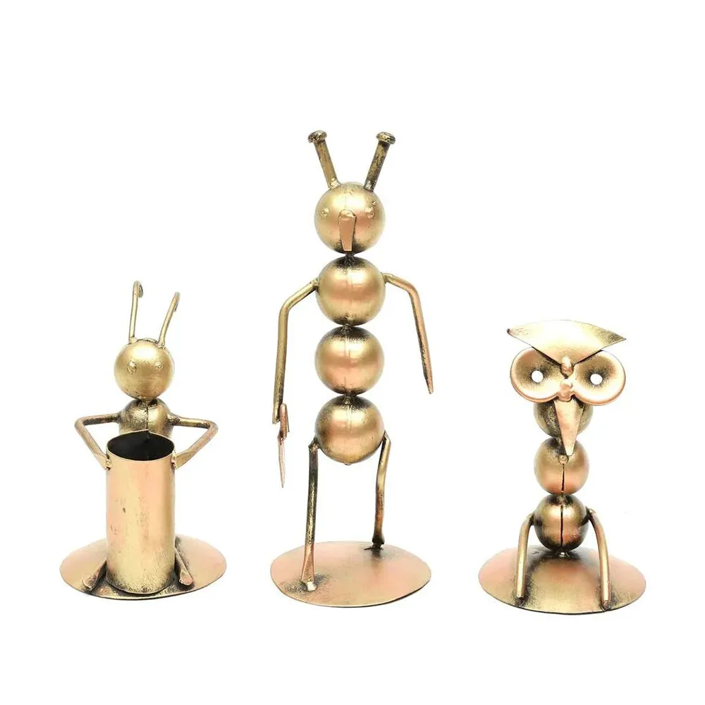 3 Miniature Musicians in Metallic Finish for Table Decor