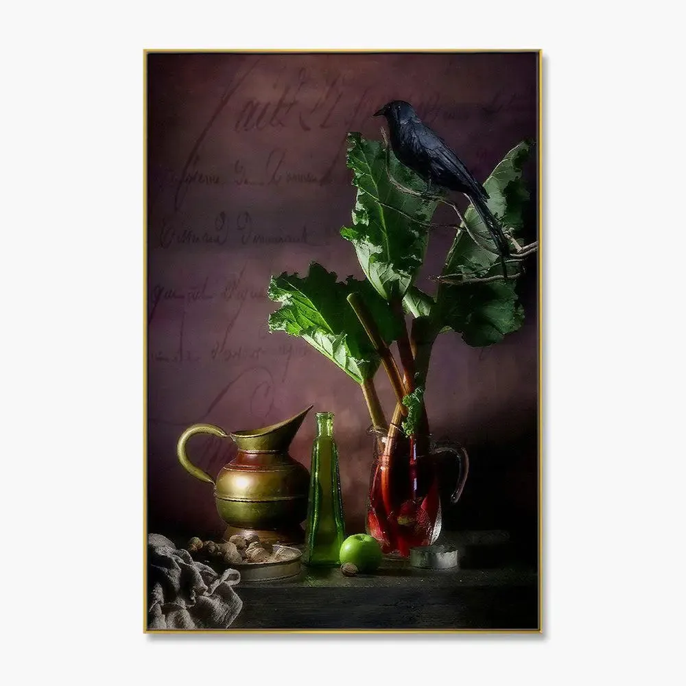 320 GSM Vintage Still Life Portrait Canvas Painting With Floating Frame