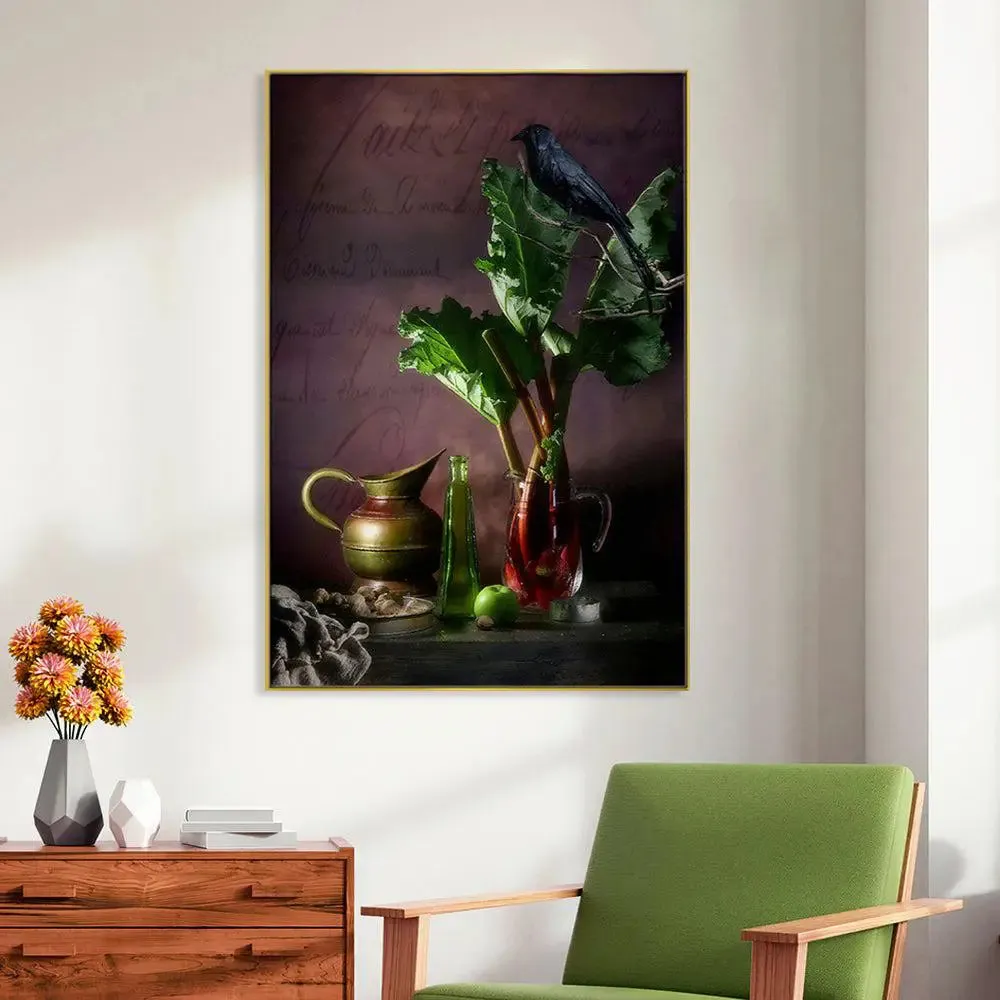 320 GSM Vintage Still Life Portrait Canvas Painting With Floating Frame