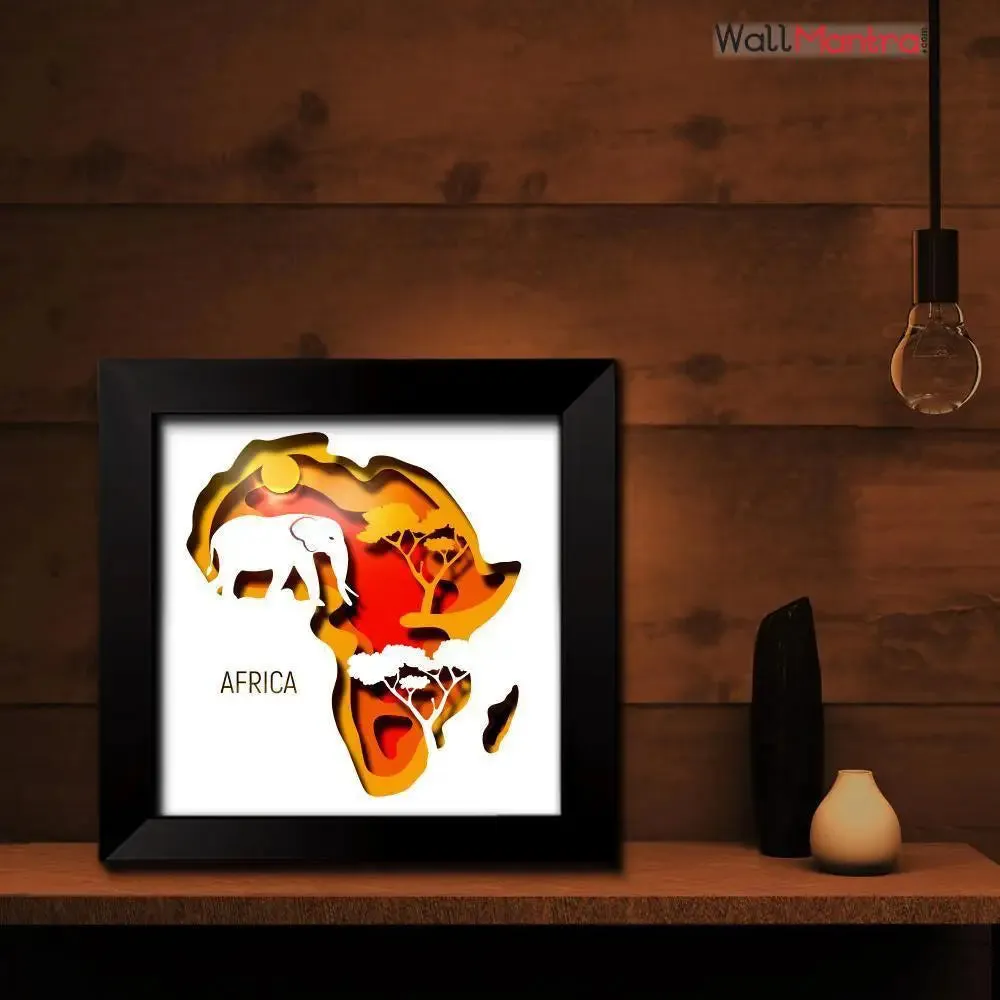 3D Africa Jungle Frame With LED Lights/ Ready to hang/ Table Top Frame