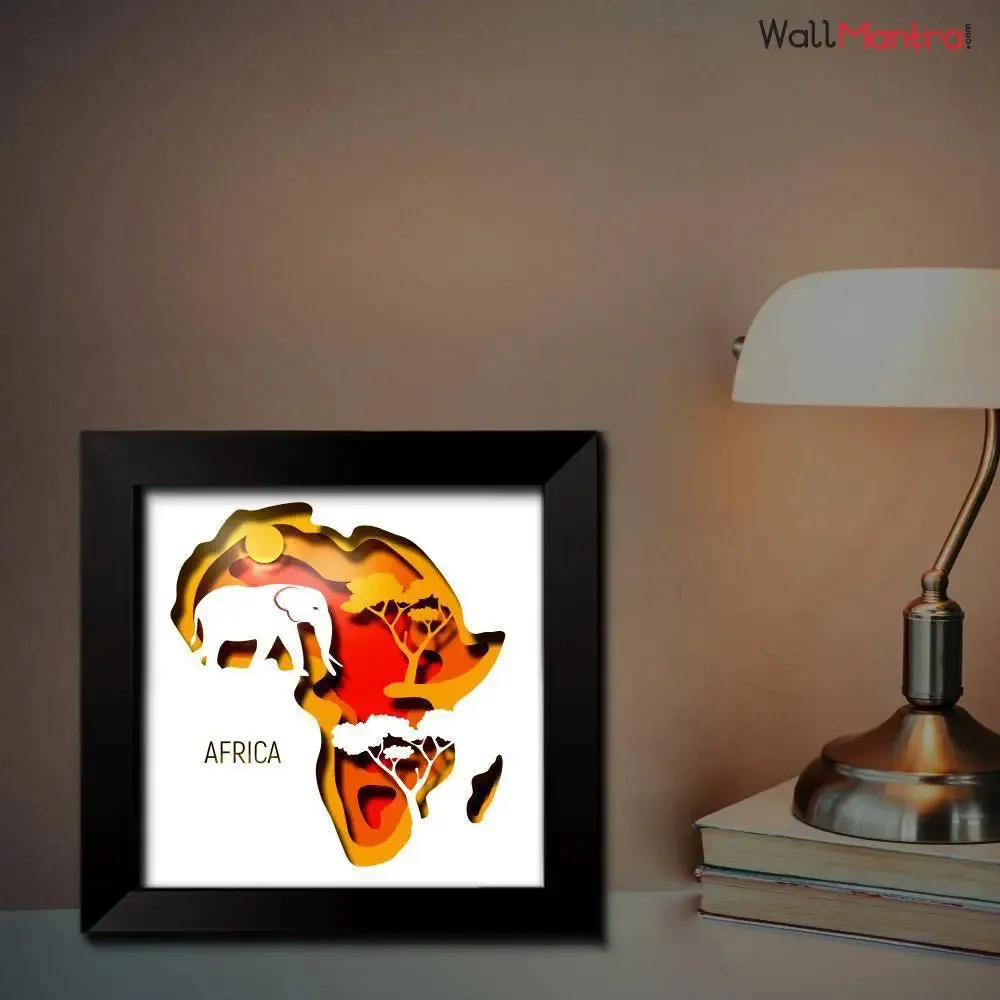 3D Africa Jungle Frame With LED Lights/ Ready to hang/ Table Top Frame