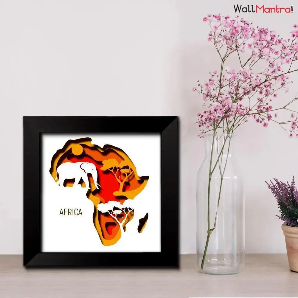 3D Africa Jungle Frame With LED Lights/ Ready to hang/ Table Top Frame