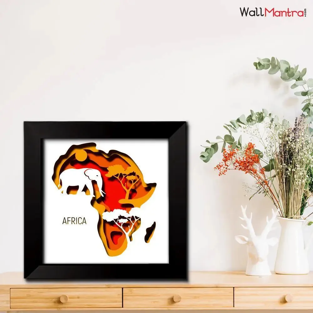 3D Africa Jungle Frame With LED Lights/ Ready to hang/ Table Top Frame