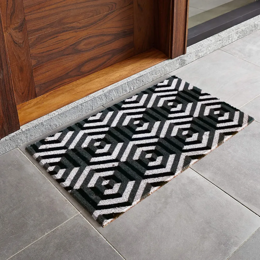 3D Cubical Patterned Natural Coir Doormat