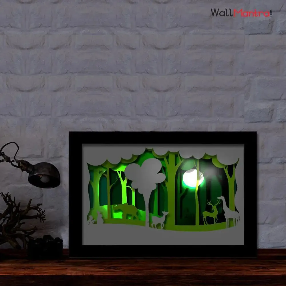 3D Forest Scenery Frame With LED Lights/ Ready to hang/ Table Top Frame