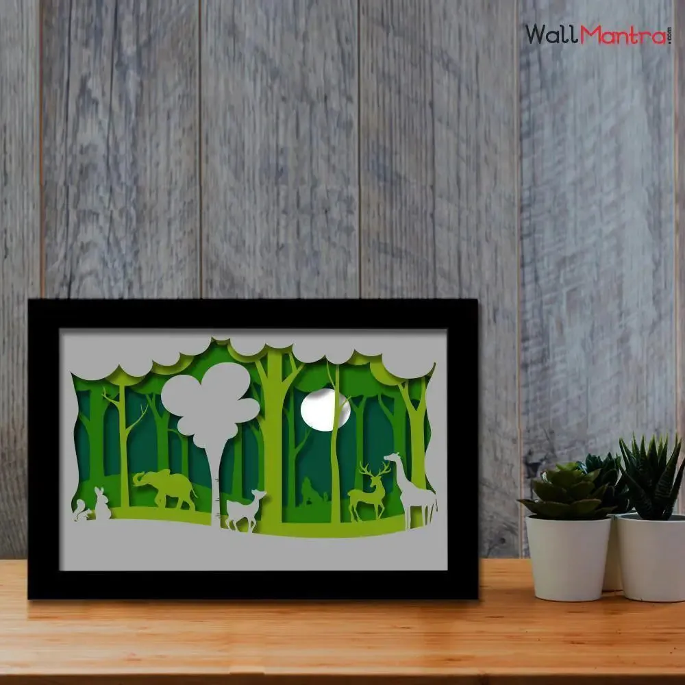 3D Forest Scenery Frame With LED Lights/ Ready to hang/ Table Top Frame
