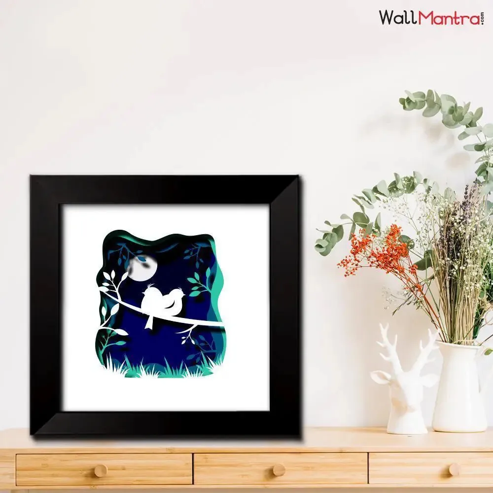 3D Love bird Frame With LED Lights/ Ready to hang/ Table Top Frame