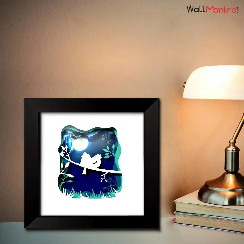 3D Love bird Frame With LED Lights/ Ready to hang/ Table Top Frame
