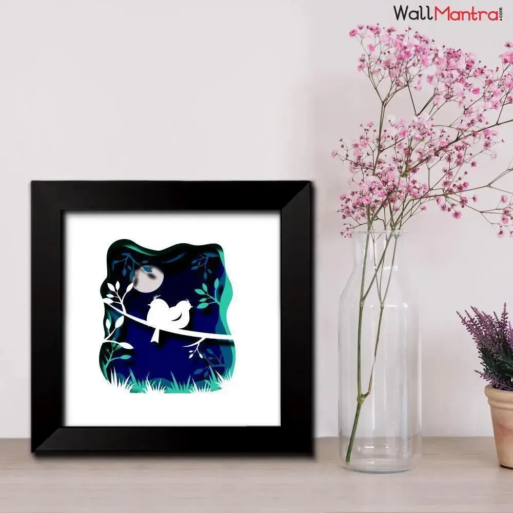 3D Love bird Frame With LED Lights/ Ready to hang/ Table Top Frame