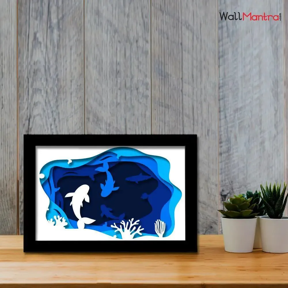 3D Underwater Ocean Frame With LED Lights/ Ready to hang/ Table Top Frame