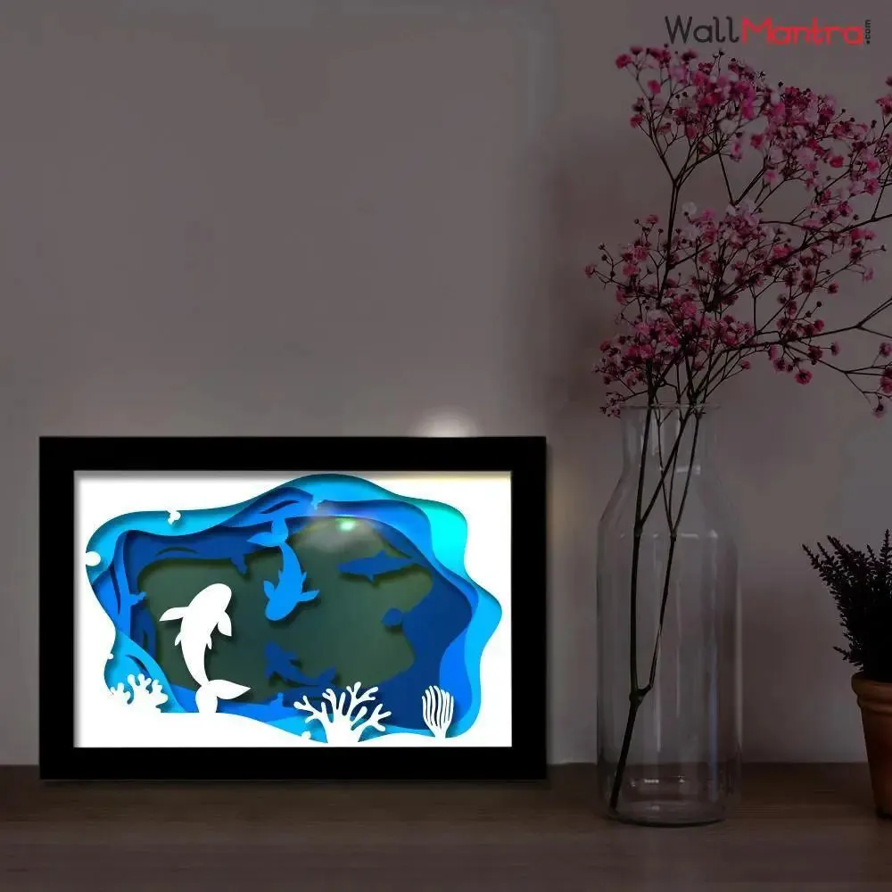 3D Underwater Ocean Frame With LED Lights/ Ready to hang/ Table Top Frame