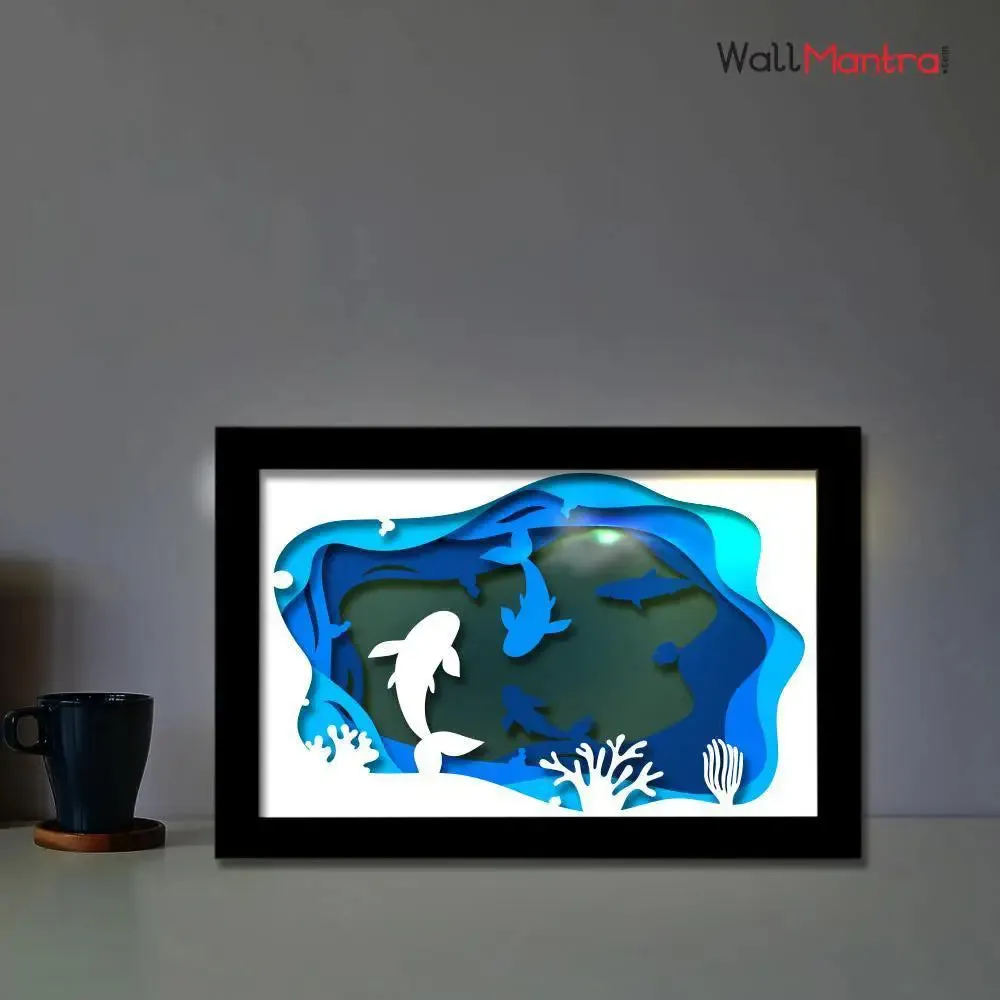 3D Underwater Ocean Frame With LED Lights/ Ready to hang/ Table Top Frame