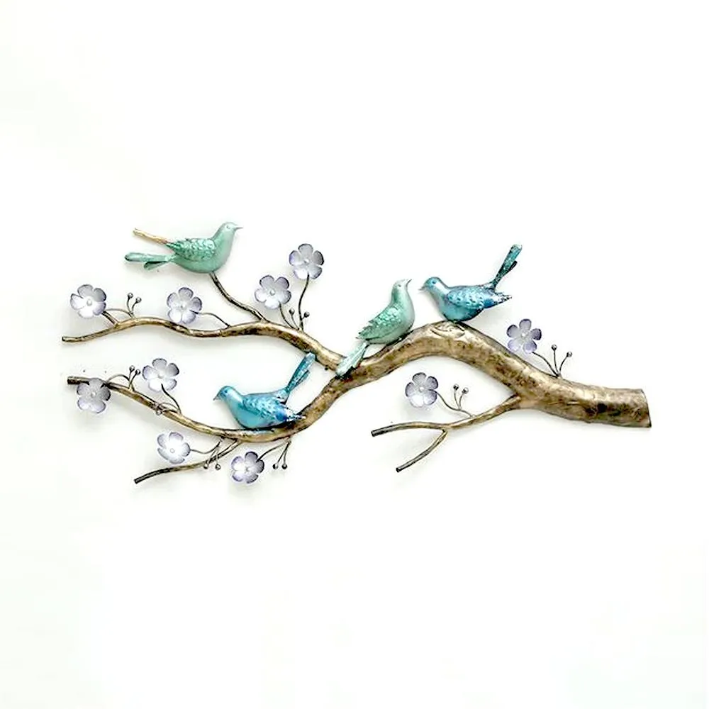4 Birds on a Branch Metal Wall Decor