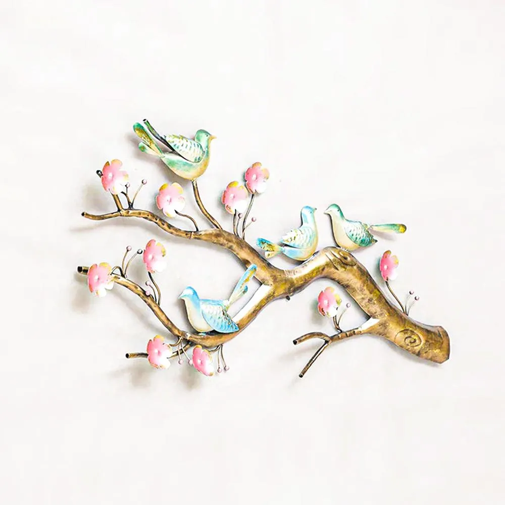 4 Birds on a Branch Metal Wall Decor