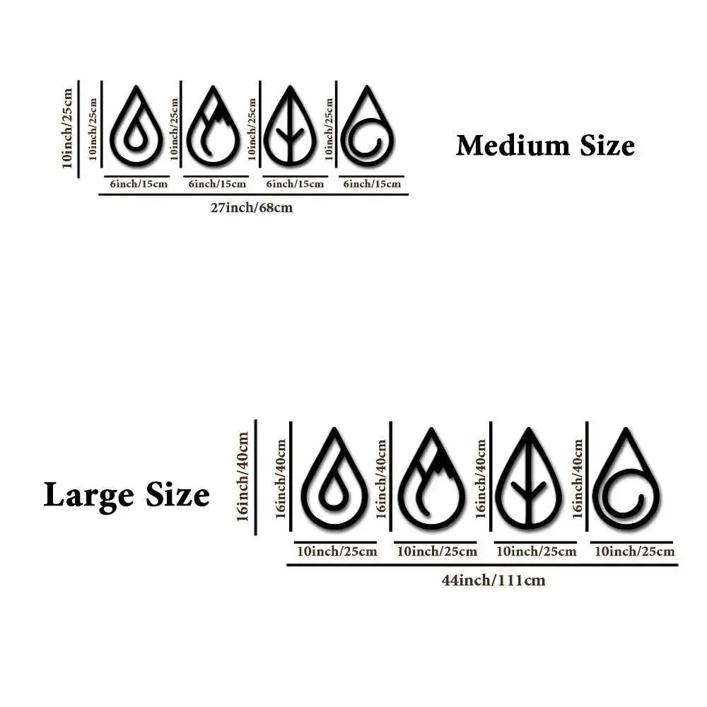 4 Element of Nature Design Wooden Wall Hanging Medium(10inch X 27 inch)