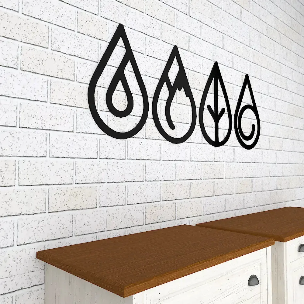 4 Element of Nature Design Wooden Wall Hanging Medium(10inch X 27 inch)