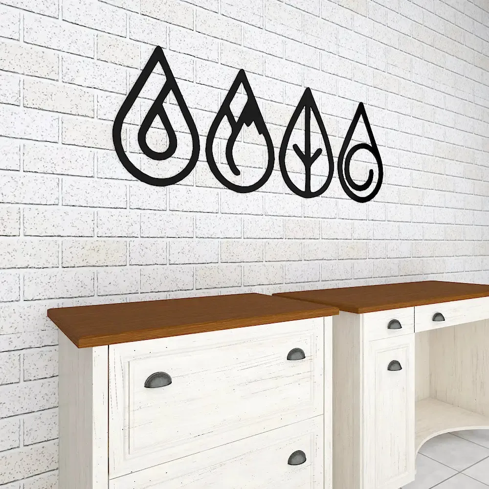 4 Element of Nature Design Wooden Wall Hanging Medium(10inch X 27 inch)