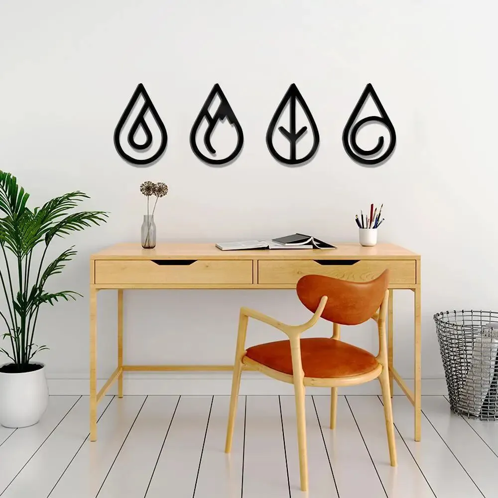 4 Element of Nature Design Wooden Wall Hanging Medium(10inch X 27 inch)