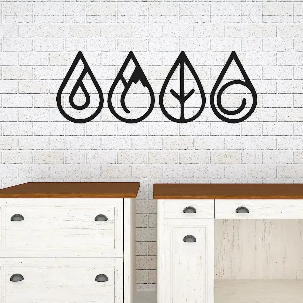 4 Element of Nature Design Wooden Wall Hanging Medium(10inch X 27 inch)