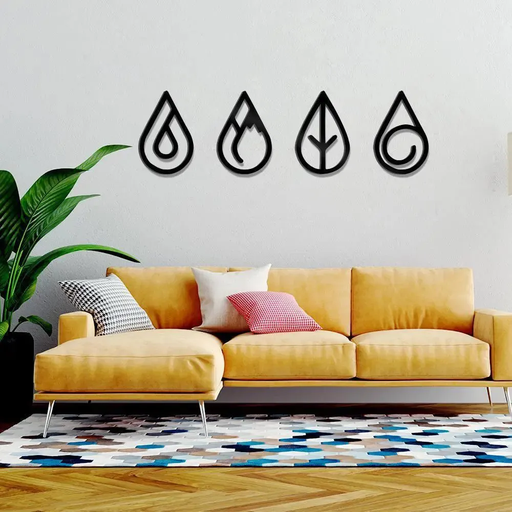 4 Element of Nature Design Wooden Wall Hanging Medium(10inch X 27 inch)