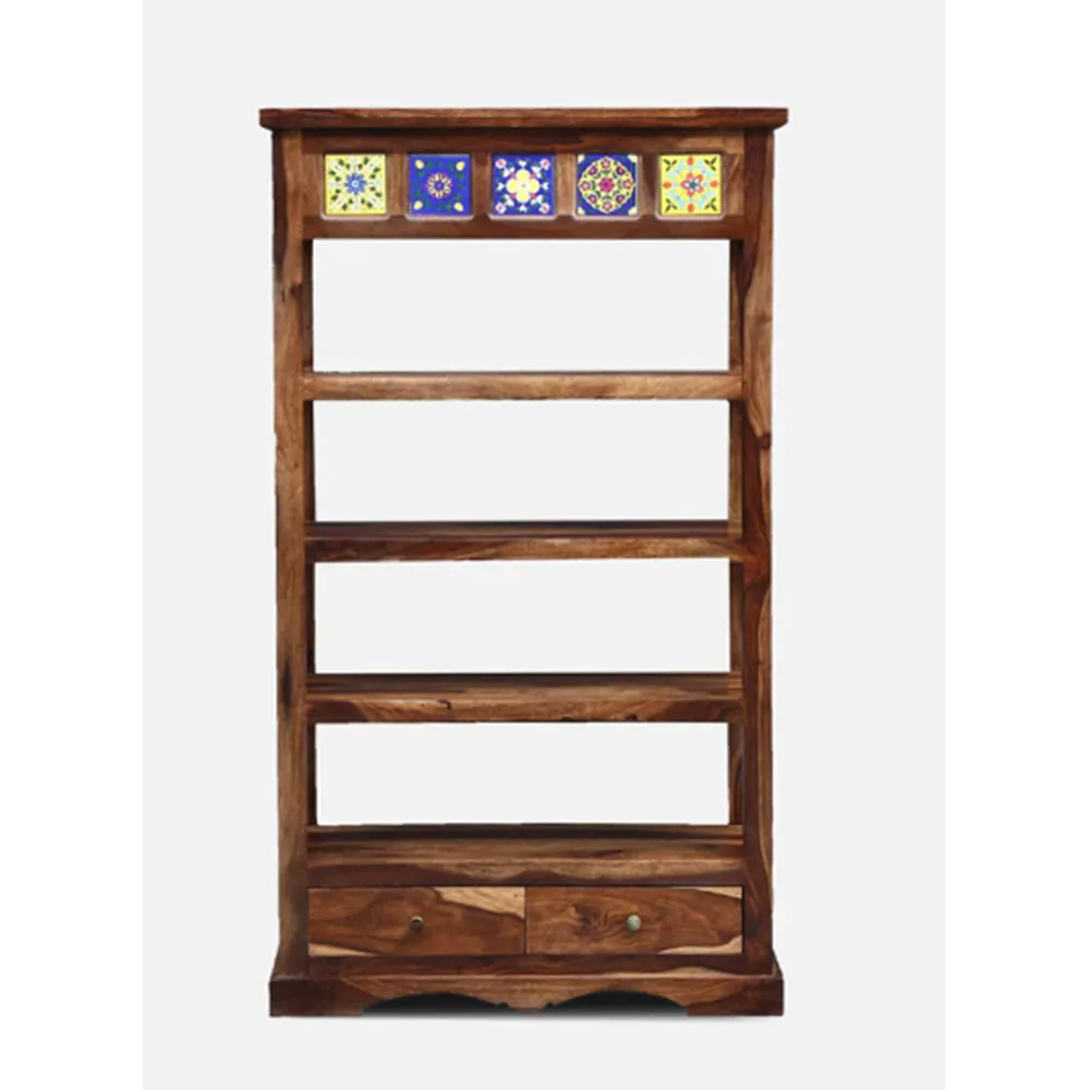 4 Racked Minimalist Sturdy Sheesham Wood Bookshelf