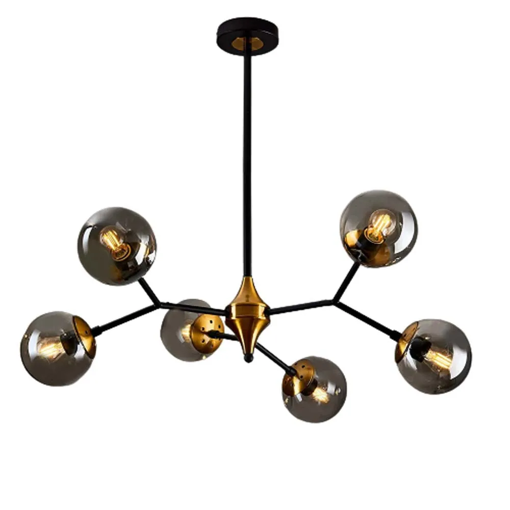 6-Lights Glass Globe Chandelier.