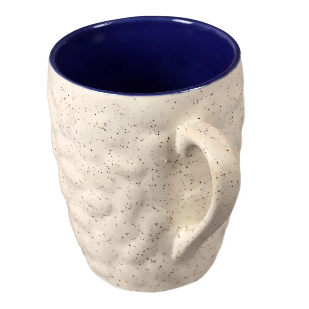 6 Pieces Textured Multicolour Superior-quality Ceramic Glossy Cup Set Without Tray