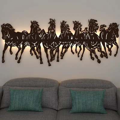 7 Horses Backlit Wooden Acrylic Wall Décor