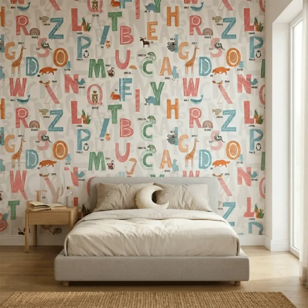 Kids Alphabet Animal Wallpaper | Dream World Korean Vinyl Wallpaper for Kids Room