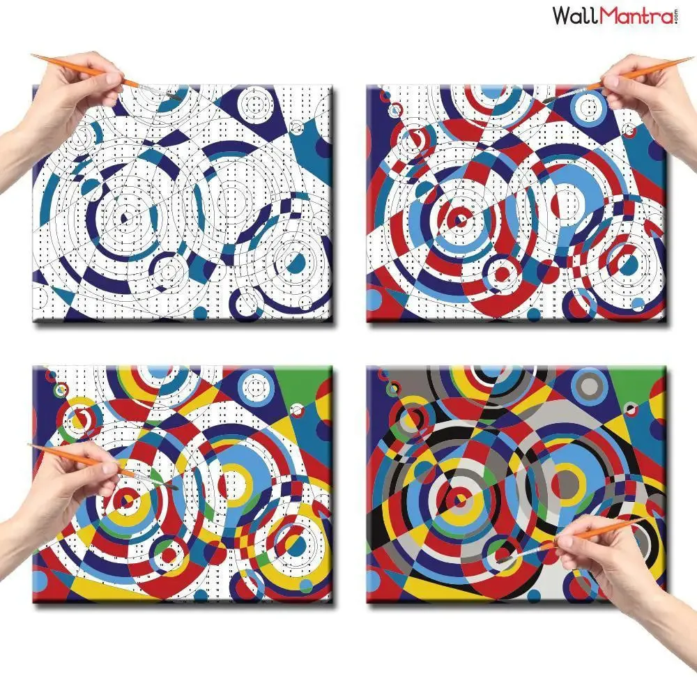 Abstract Art Colourful DIY(Do-It-Yourself)/ Paint by numbers canvas painting kit