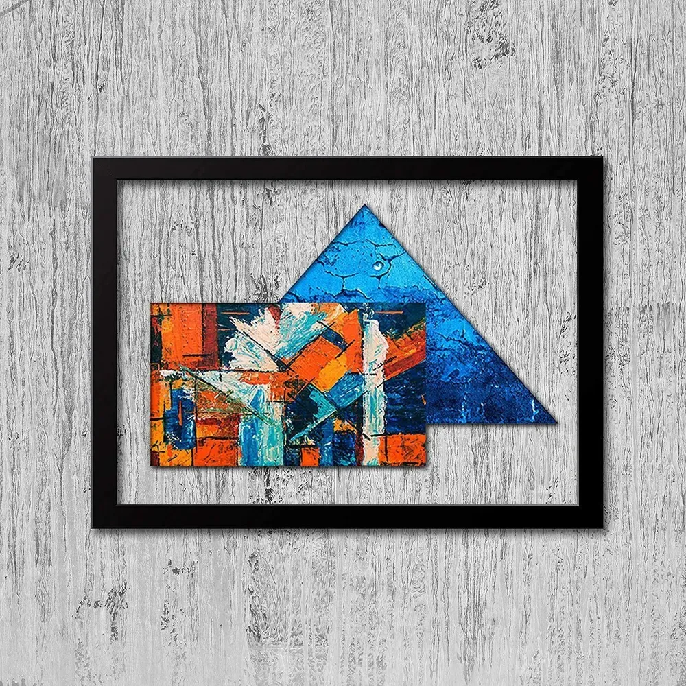 Abstract Art Design Wall Framed in a Floating Frame with Break Resistant Clear Acrylic Glass