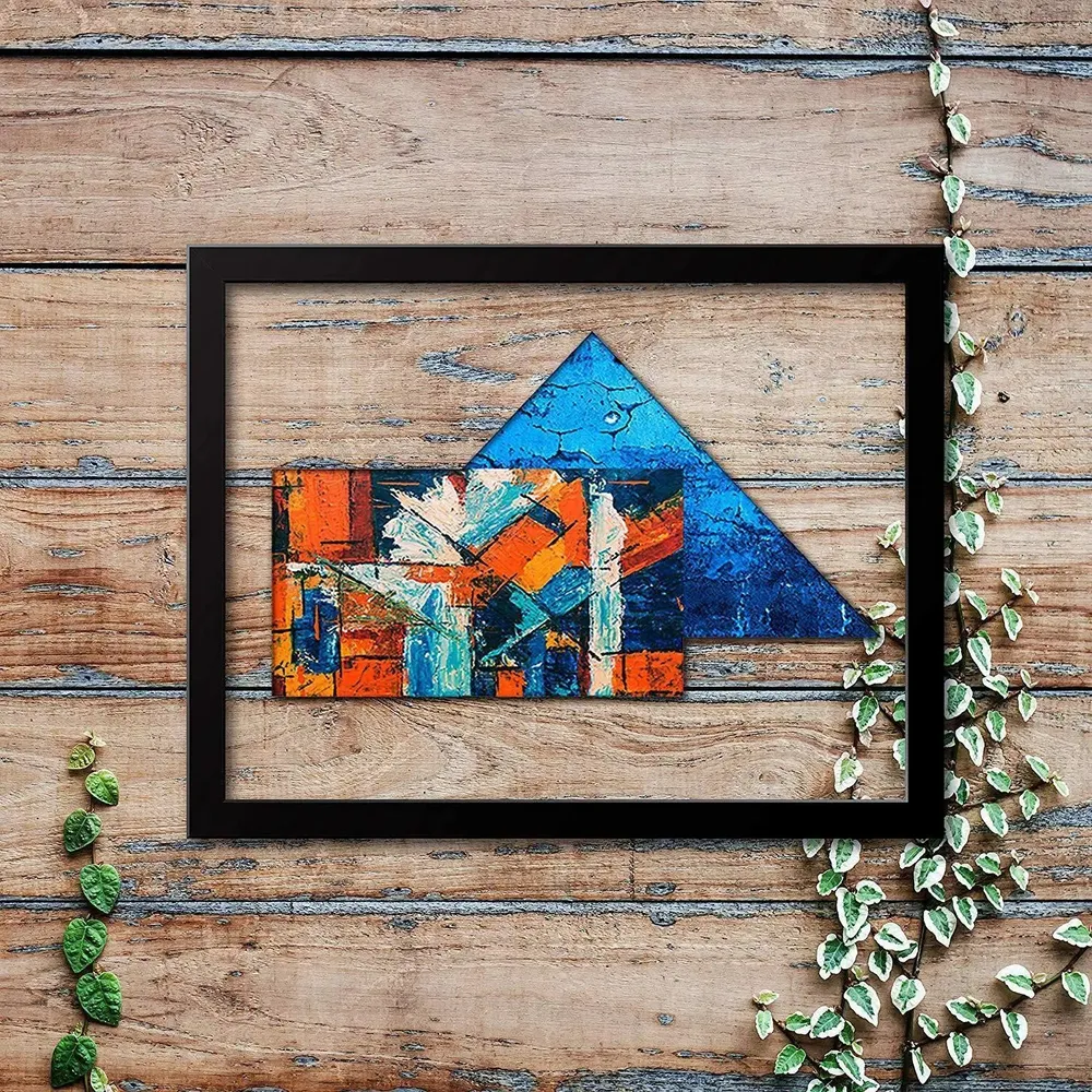 Abstract Art Design Wall Framed in a Floating Frame with Break Resistant Clear Acrylic Glass