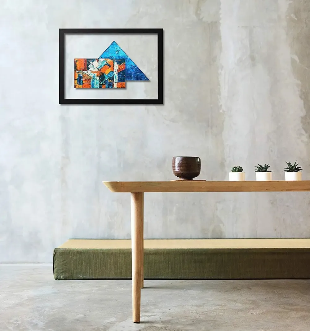 Abstract Art Design Wall Framed in a Floating Frame with Break Resistant Clear Acrylic Glass