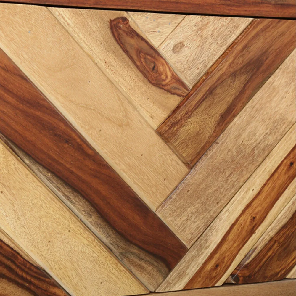 Abstract Aztec Pattern Sheesham Wood T.V Cabinet