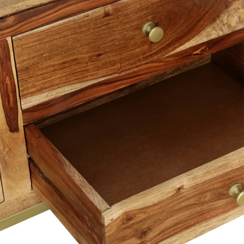 Abstract Aztec Pattern Sheesham Wood T.V Cabinet