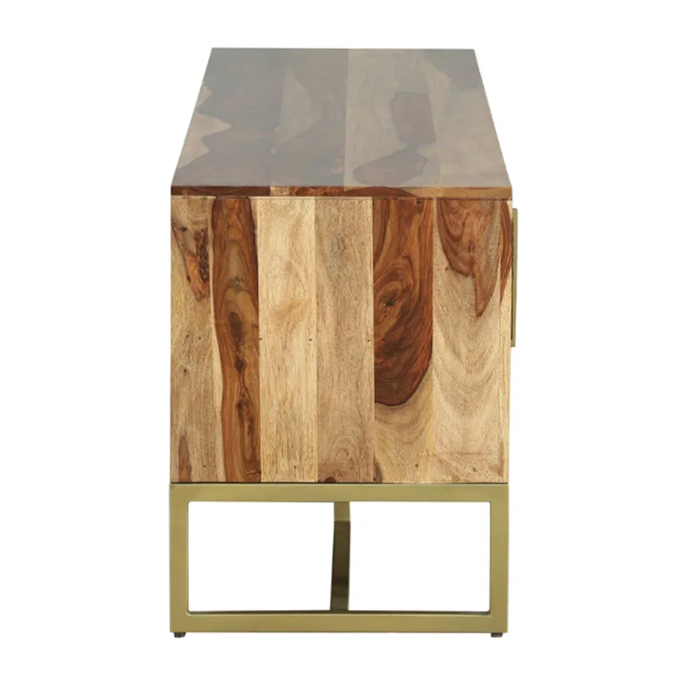 Abstract Aztec Pattern Sheesham Wood T.V Cabinet