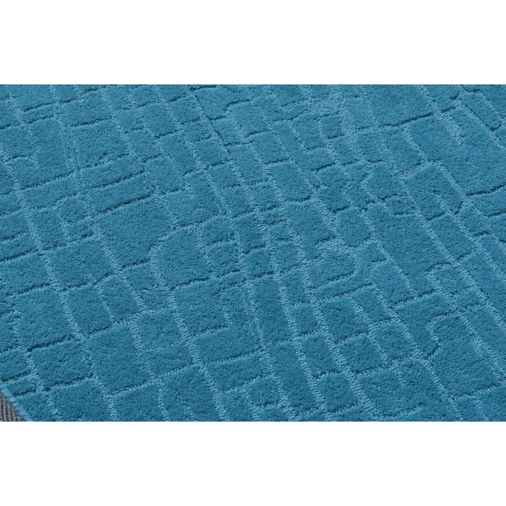 Abstract Brick Style Blue Tufted Area Carpet 2X5ft