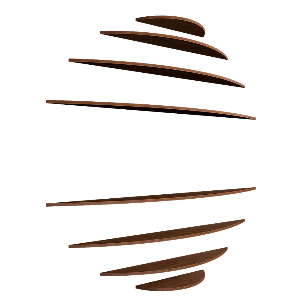 Abstract Circle 8 Shelved Dark Walnut Wall Organizer