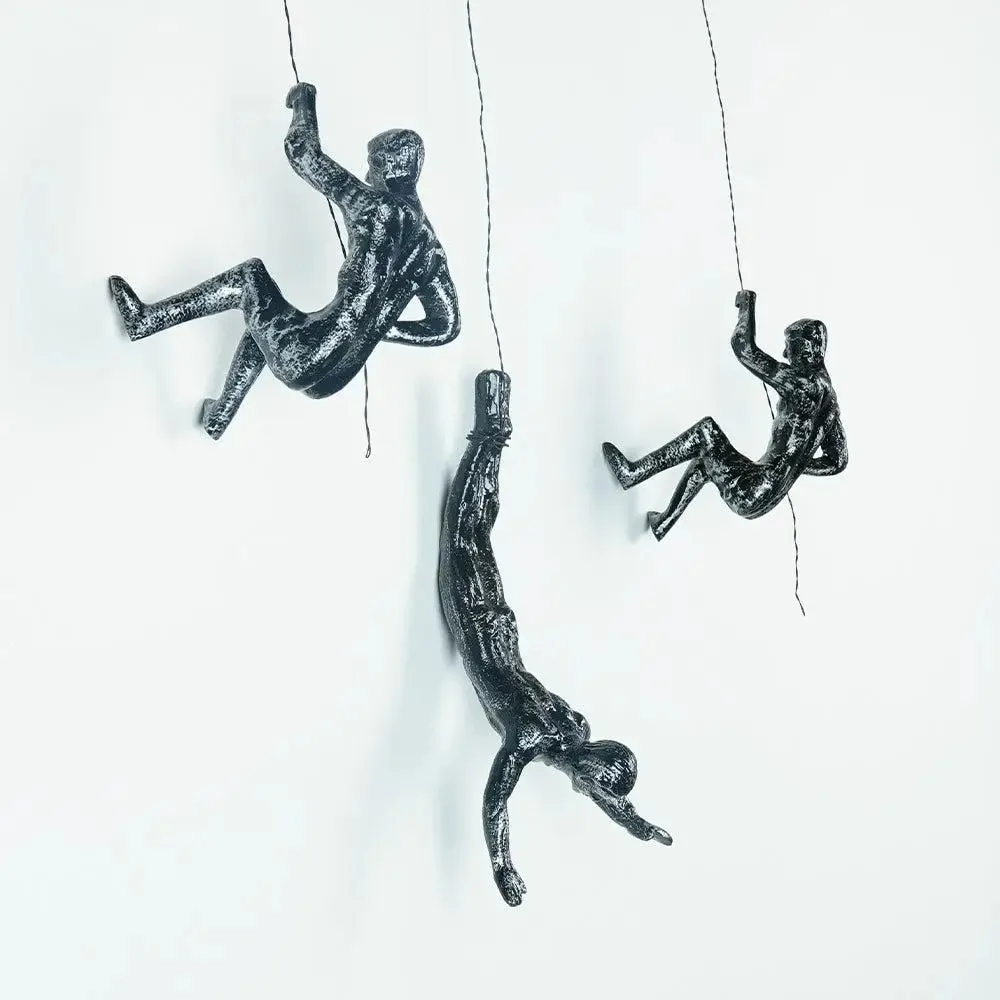Abstract Climbing Men Metal Wall Decor/ Wall Hanging Décor- Antique Black- Set of 3