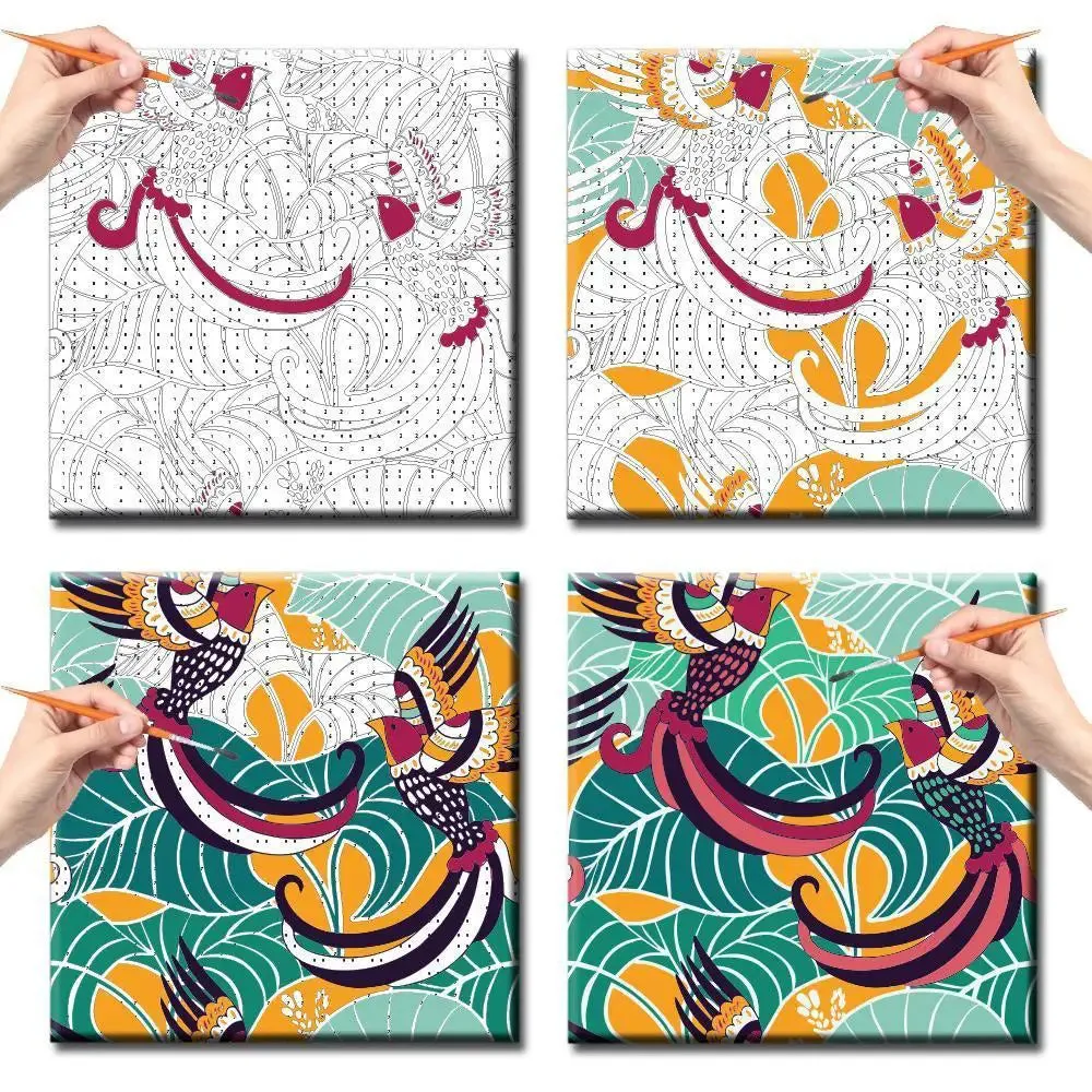 Abstract Colourful DIY(Do-It-Yourself)/ Paint by numbers canvas painting kit