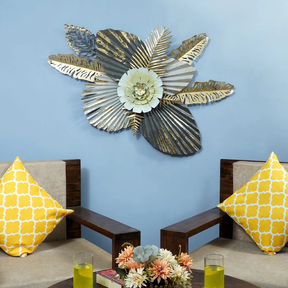 Abstract Crafted Dark Green Leaves Metal Wall Art