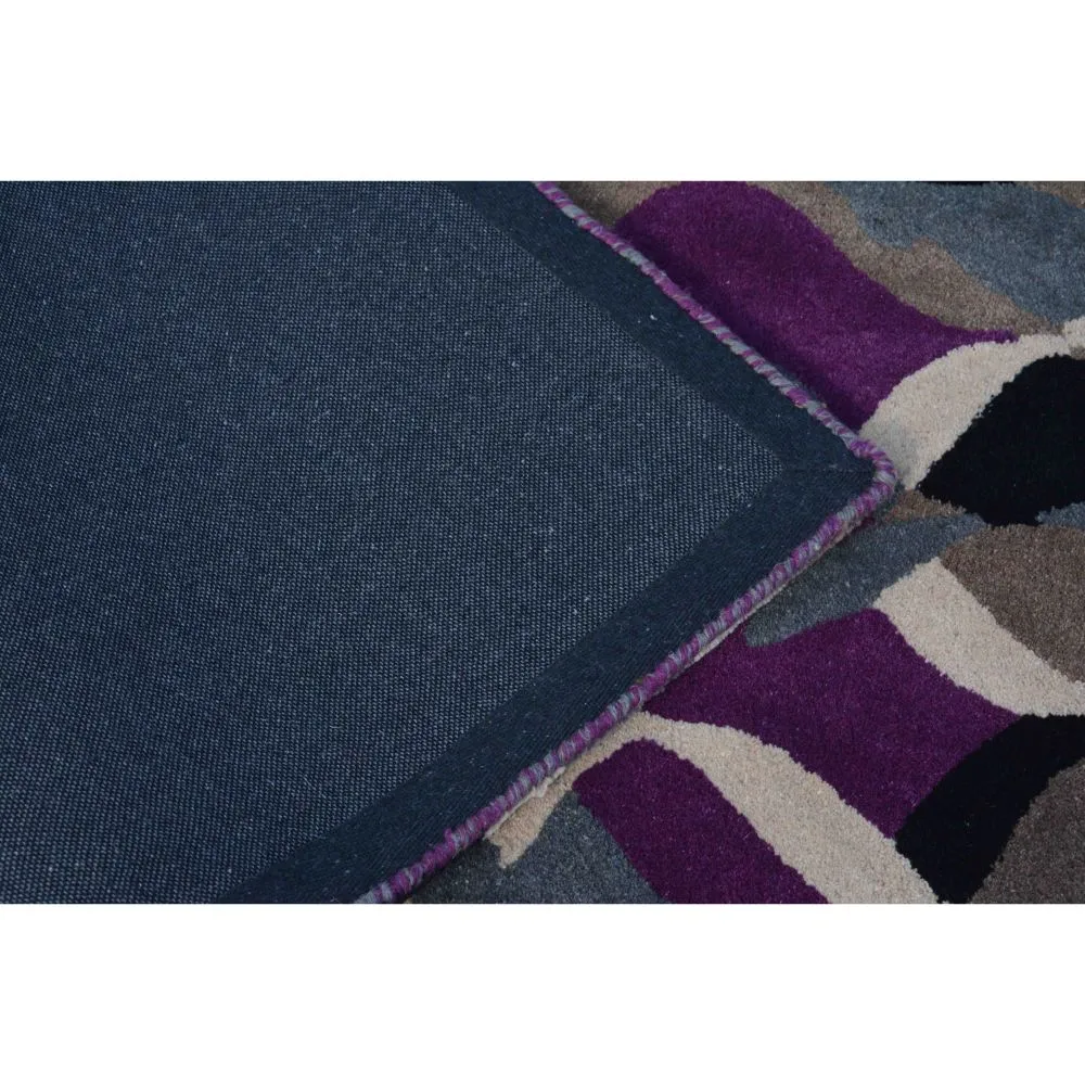 Abstract Designer Beige & Purple Area Carpet 2*5ft