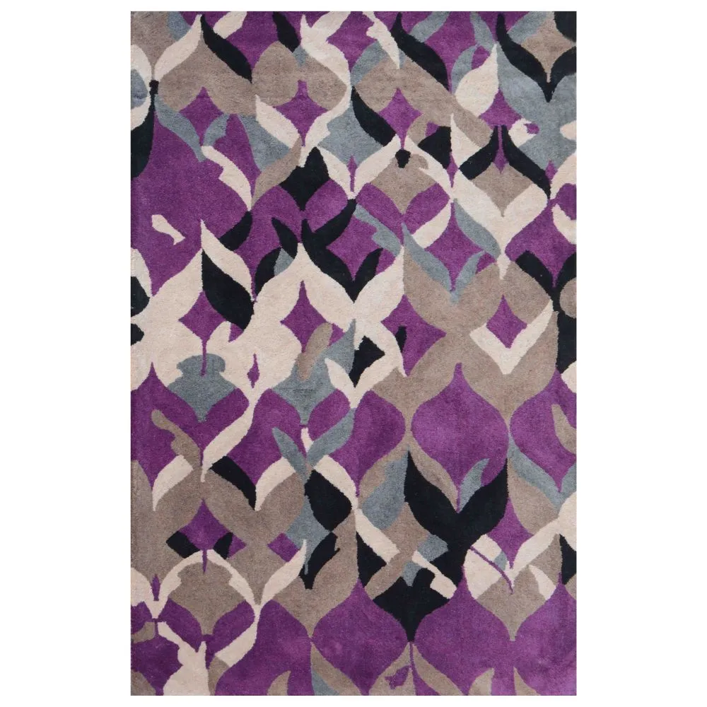 Abstract Designer Beige & Purple Area Carpet 2*5ft