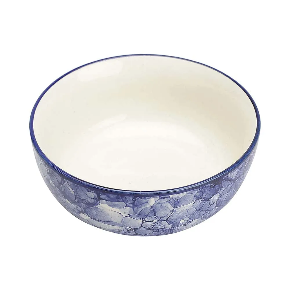 Abstract Designer Blue Ceramic Bowls Set Of 4
