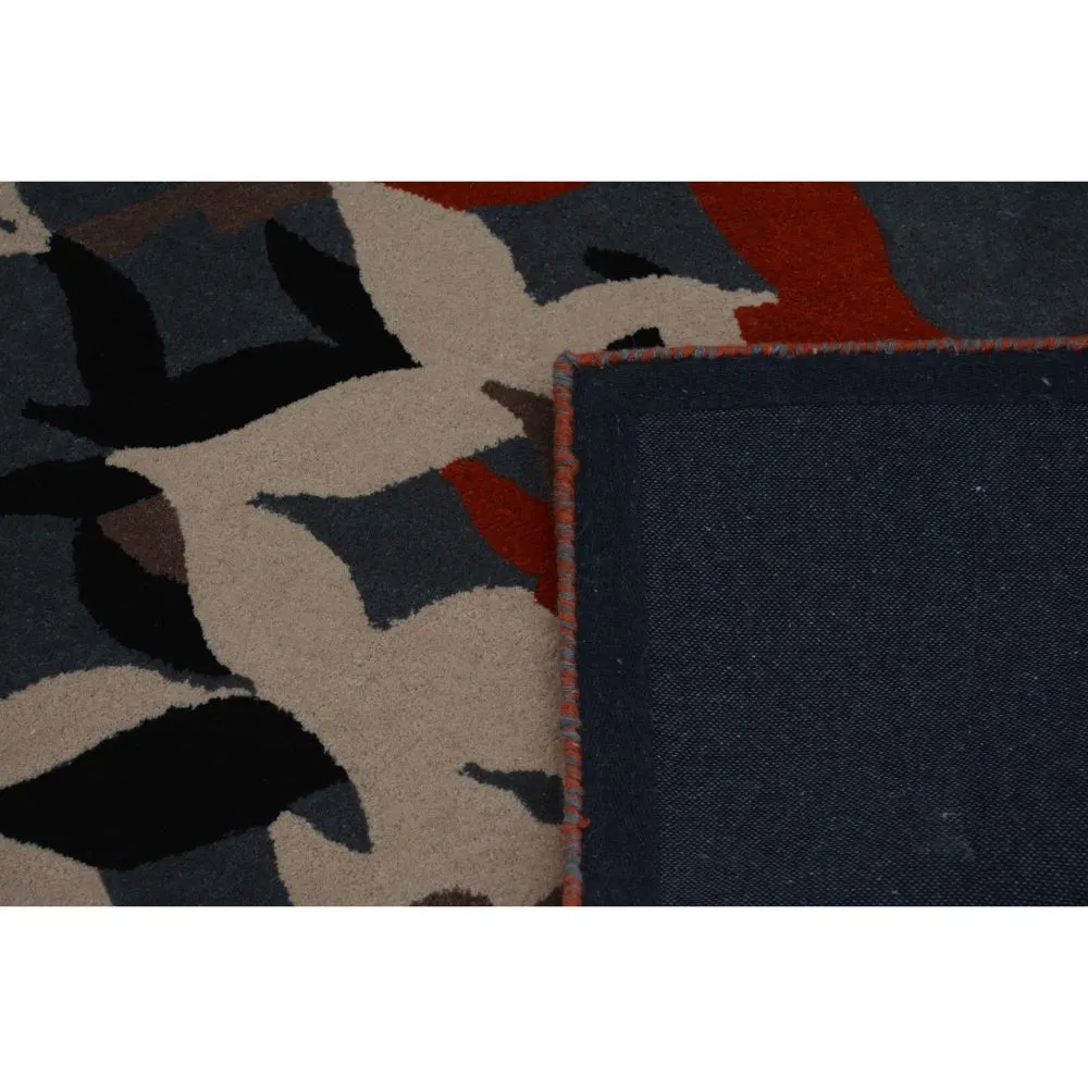 Abstract Designer Gray & Orange Area Carpet 2*5ft