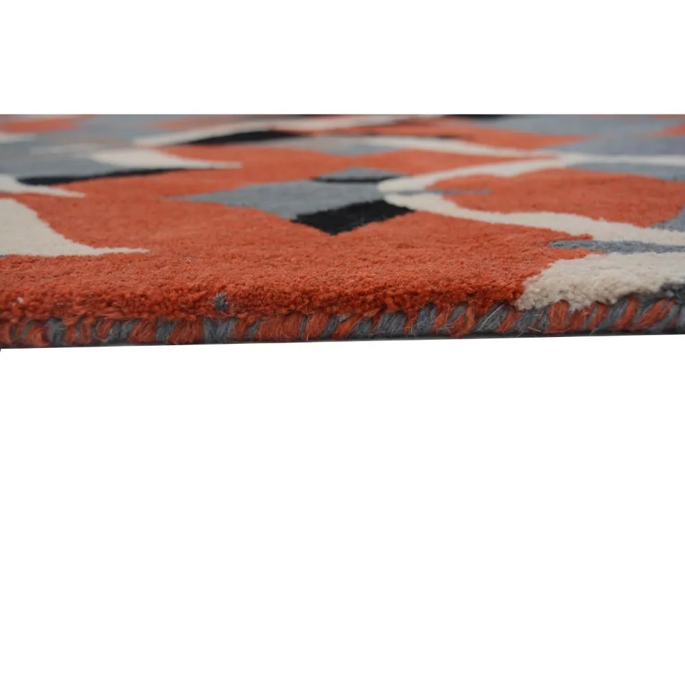Abstract Designer Gray & Orange Area Carpet 2*5ft